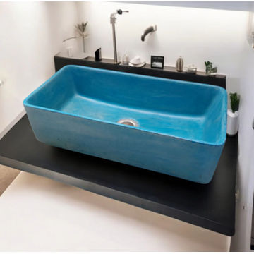 Aquatina Blue Concrete Basin/Sink 47x23.5x12cm