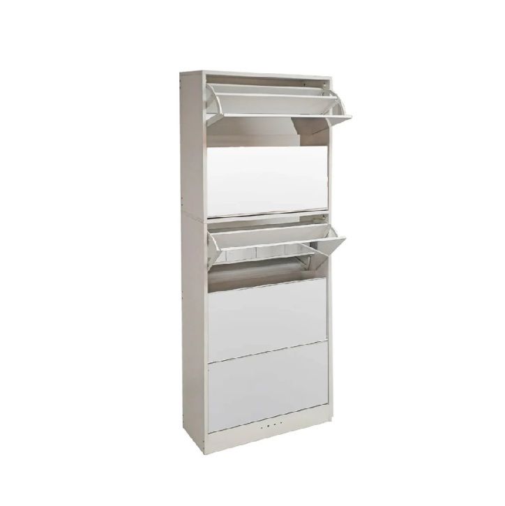 WOODLY Riverstone 5 Tier Mirror Shoe Cabinet