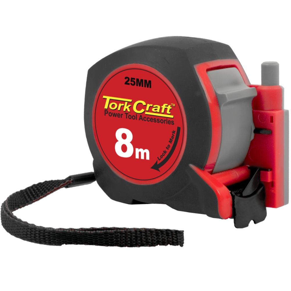 Measuring Tape With  Marker 8M X 25Mm Rubber Casing Matt Finish