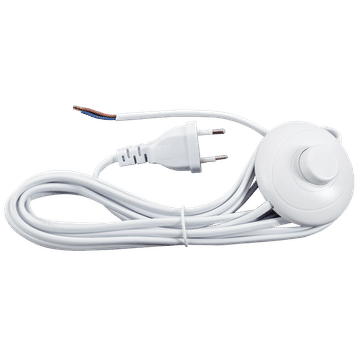 2 Core White Cable with On/Off Foot Switch and 2 Prong Plug