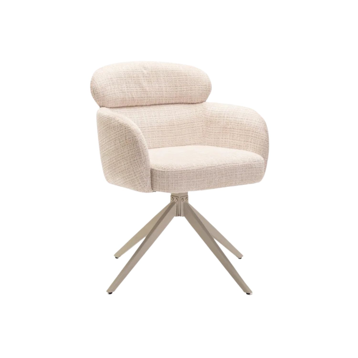 Swivel Fabric Dining Chair With Curved Arms - Oatmeal