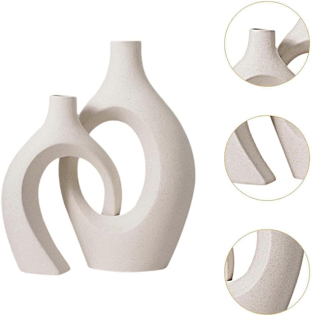 Tall White Ceramic Flower Vases: Crossed Flower Vase Set of 2 Modern Home Decor