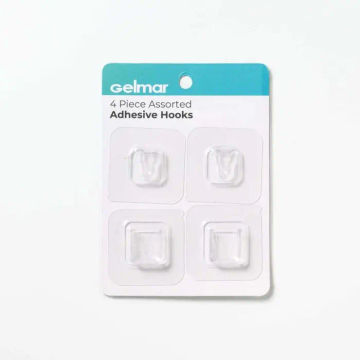 Woodly Hooks, Assorted, Adhesive, Clear, 4 Pieces