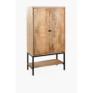 STARBURST CARVED CABINET Hand-Carved Solid Mango Wood Storage