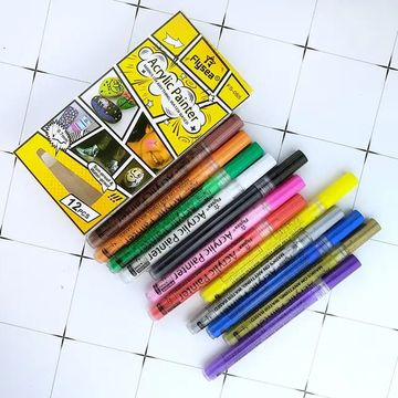 12 Colour Set Acrylic Painter Markers Arts&Crafts Scrapbooking Hobby Gift