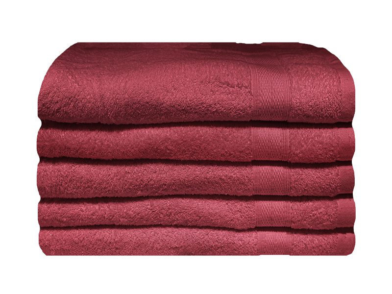 Bunty's Plush 450GSM 70x130cms Bath Towels-05 Pc Pack-Red Pear