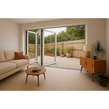 Kenzo - SFD3FG7RW - Aluminium Fold A-Side Door 2.1mx2.1m White Open to Right Viewed From Outside