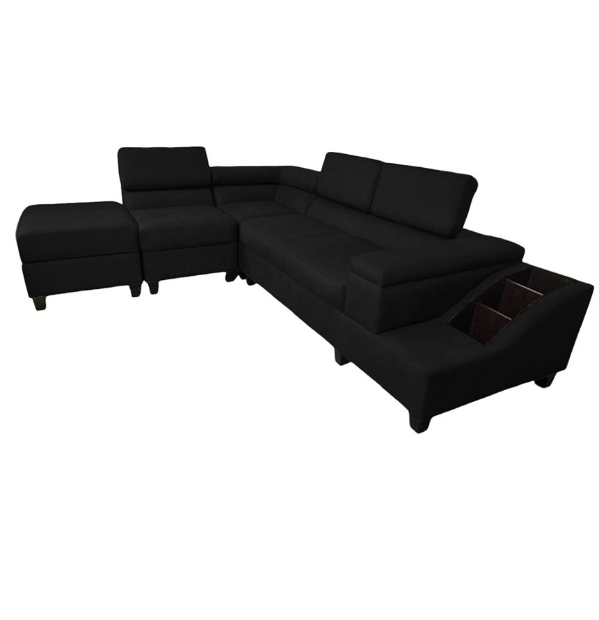 Phoebe L Shape Corner Sofa - Faux Leather-Black