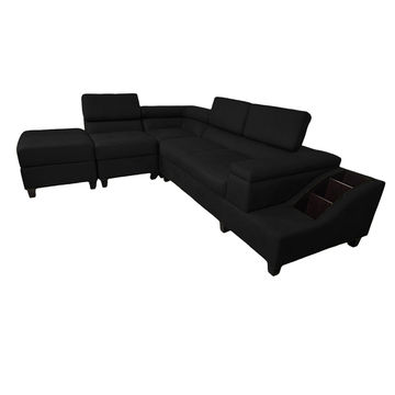 Phoebe L Shape Corner Sofa - Faux Leather-Black