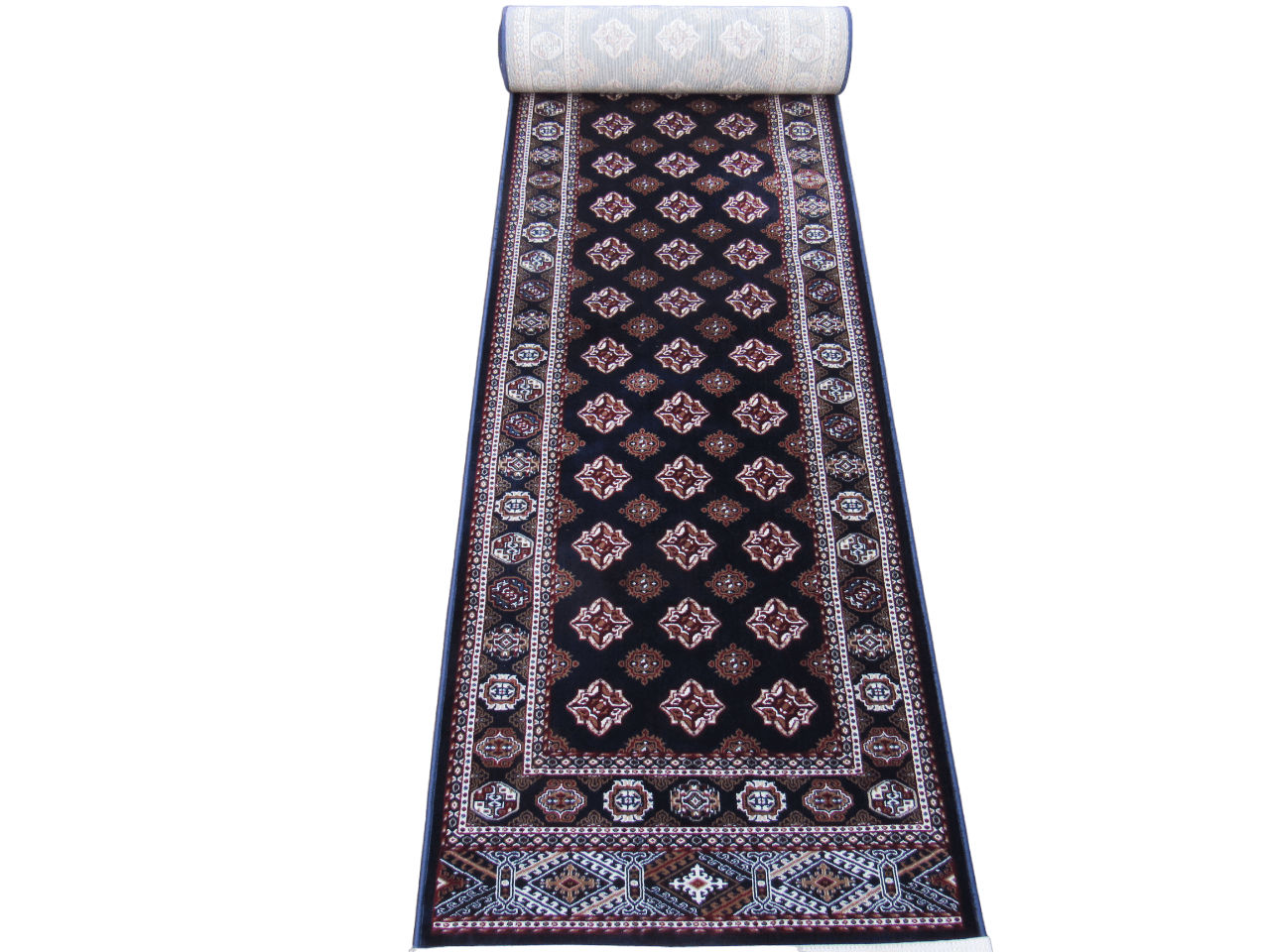 BK Carpets & Rugs -  Persian Inspired Bukhara Runner –  80cm x 6m - Blue , Red  & Beige