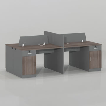 Office Furniture - Merge Four Seater Workstation, Dark Brown