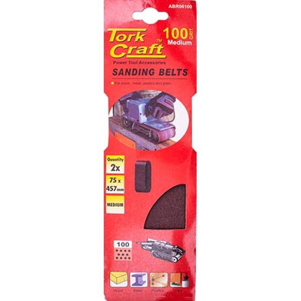 Sanding Belt 75x457mm 100Grit 2 Piece - 4 Pack