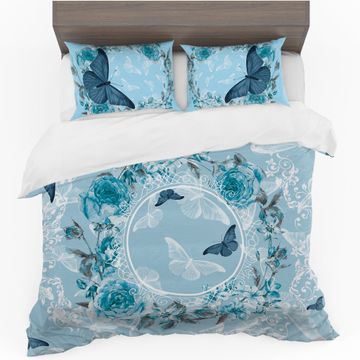 Floral Butterflies Duvet Cover Set Double