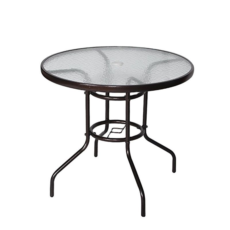 Round Tempered Glass Table Patio Bistro