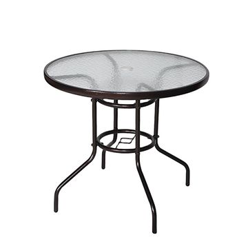 Round Tempered Glass Table Patio Bistro