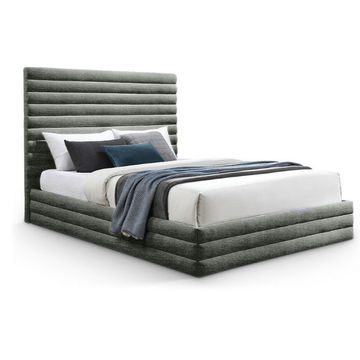 Lavinia Sleigh Bed Double - Linen -Grey