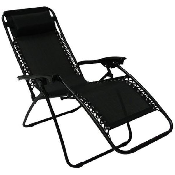 Hazlo Foldable Zero Gravity Outdoor Reclining Chair - Black