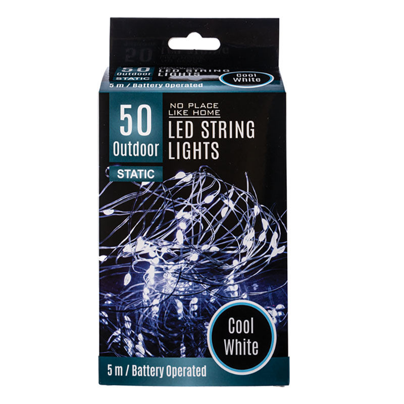 String Lights - Outdoor - Cool White - 5 m - 50 LED - 6 Pack