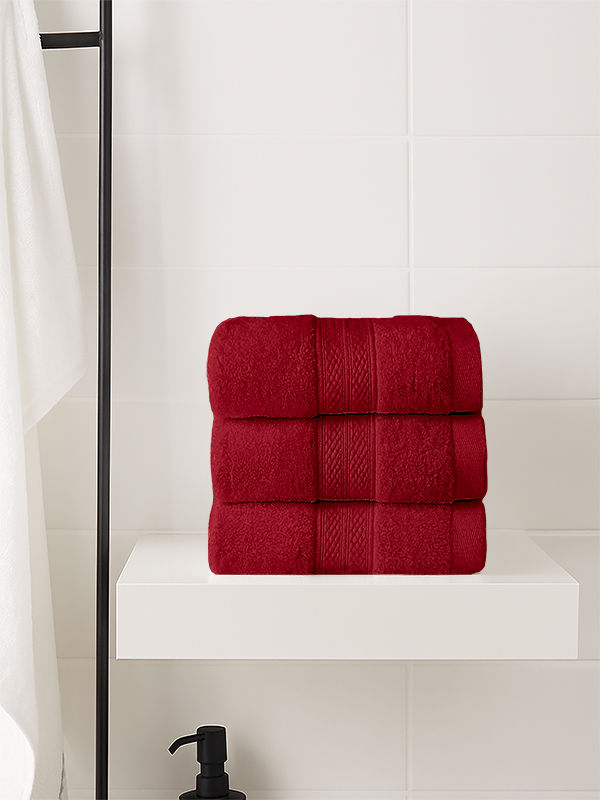 Plush Cotton Guest Towels - Red Pear (03 Pc Pack)