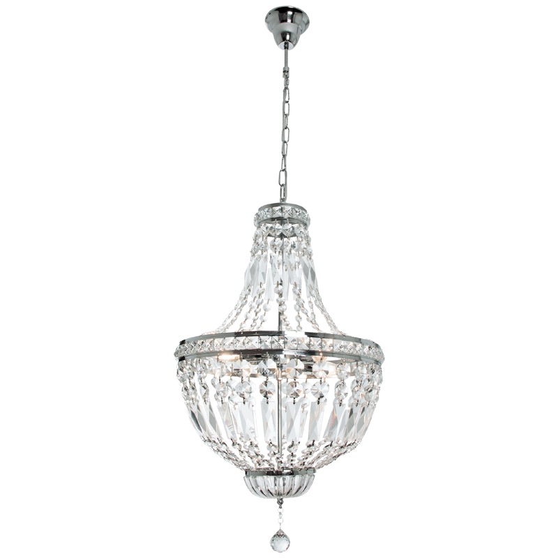 Polished Chrome Chandelier with Crystals