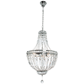 Polished Chrome Chandelier with Crystals
