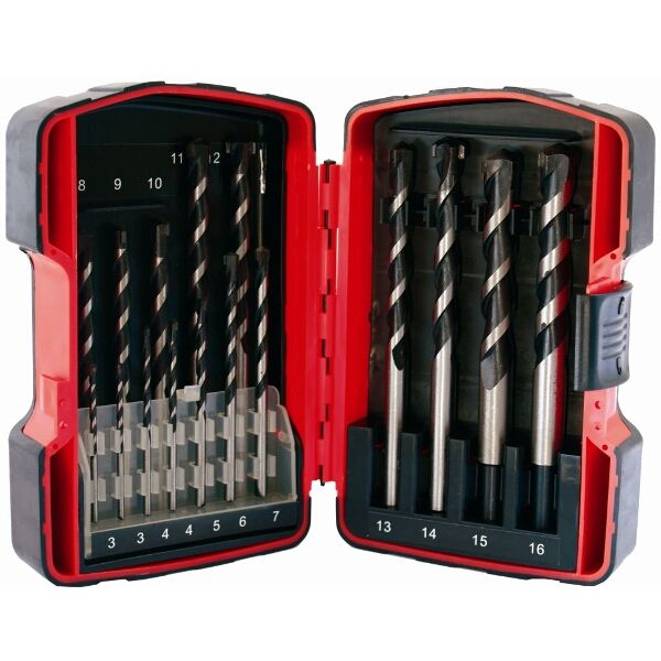Masonry Drill Bit Set 16Pc 3 - 16Mm In Plastic Case