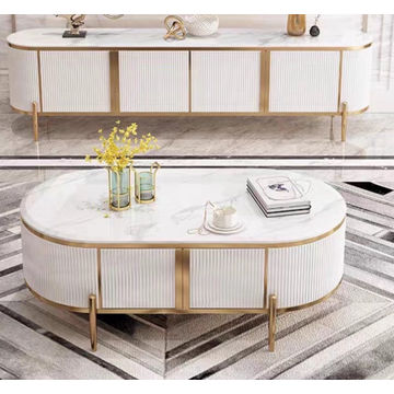 Asher White Oval Lounge set with Gold Colour Accents
