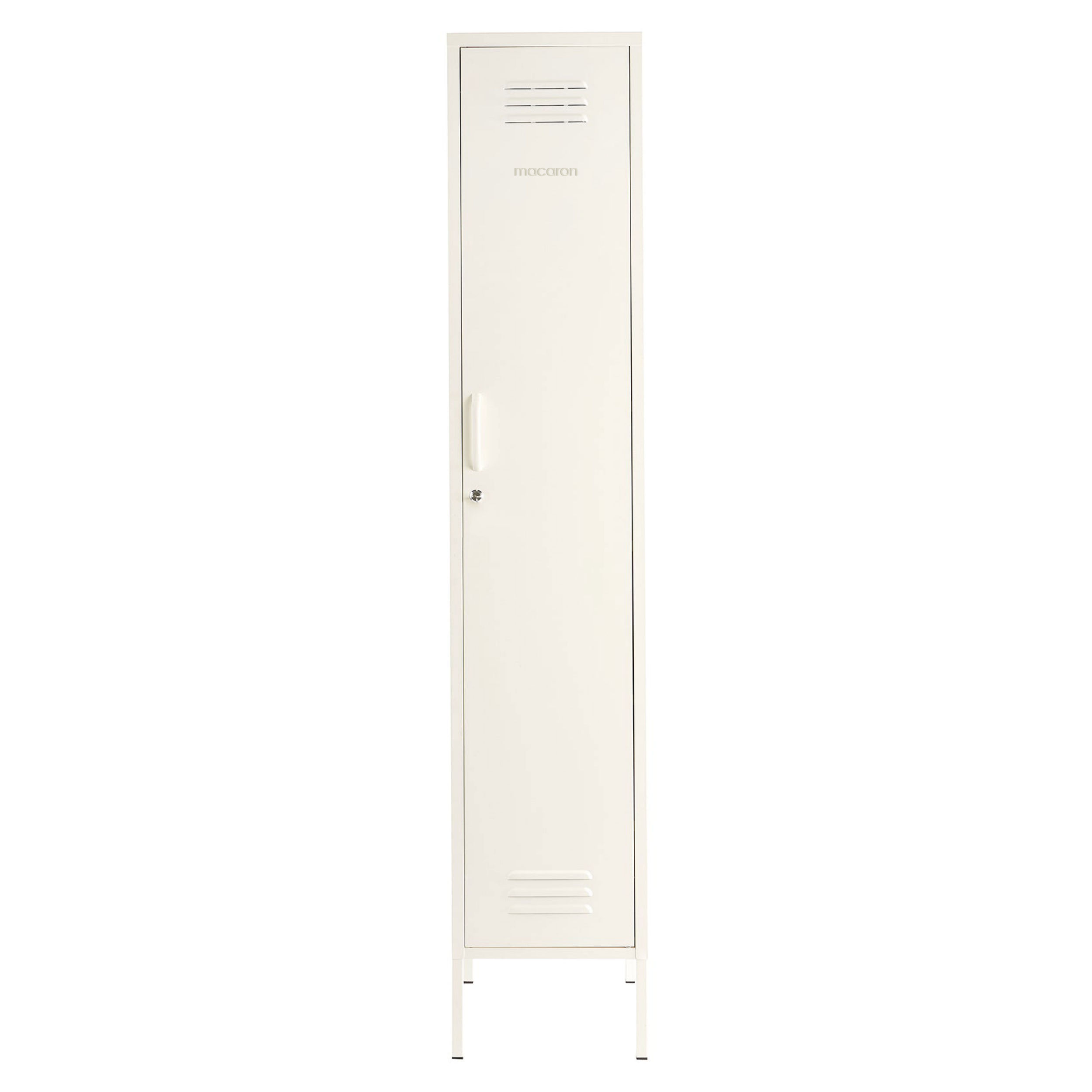 Steel Skinny Wardrobe Metal Locker Adjustable Shelves Storage Cabinet - White