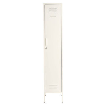 Steel Skinny Wardrobe Metal Locker Adjustable Shelves Storage Cabinet - White