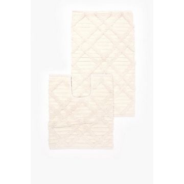 2 PIECE TUFTED DIAMOND BATH MAT SET Soft, Absorbent & Elegant Bathroom Mats