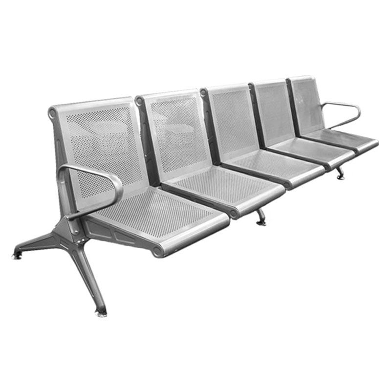 Vividitto - 5 Seater Matte Silver Waiting Area Bench