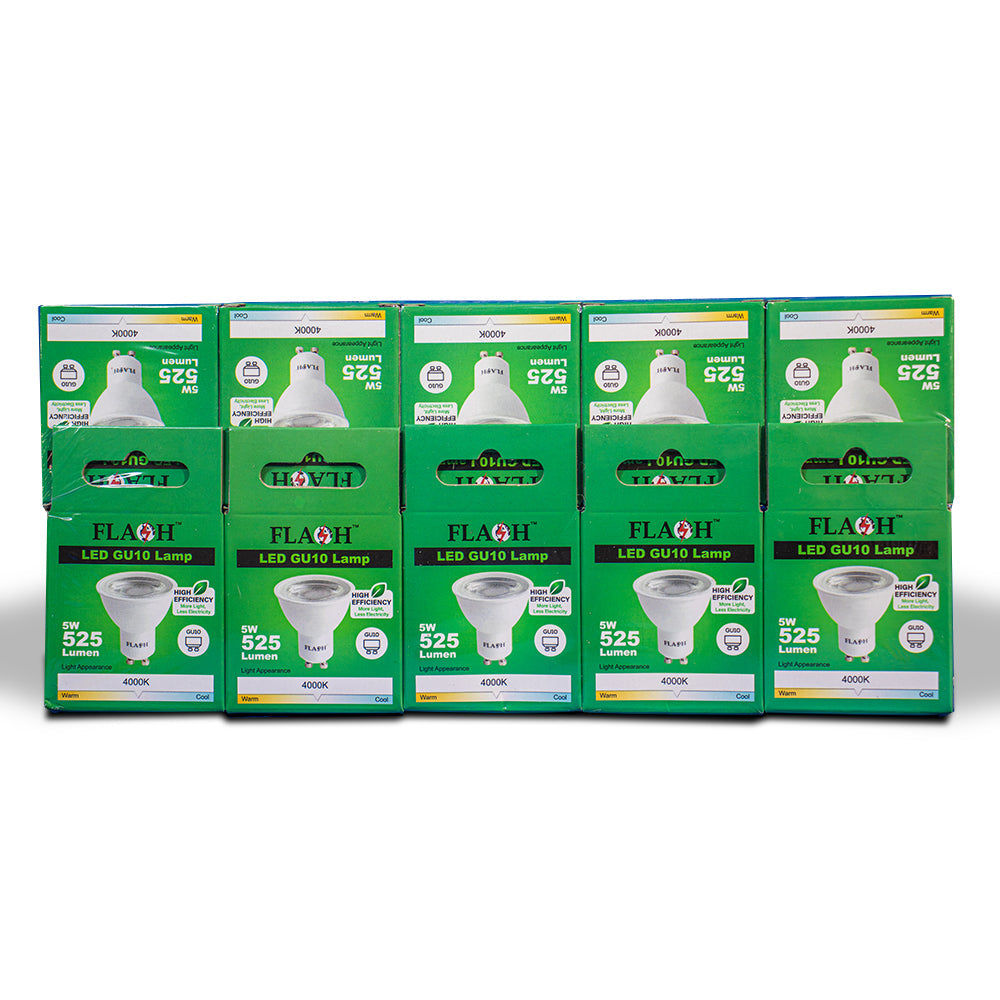 FLASH High-Efficiency 5W LED GU10 Lamp 38D (10 Pack) 4000K