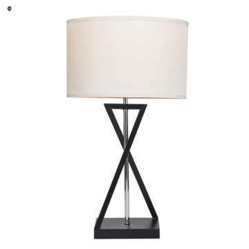 Metal and Polished Chrome Centre Rod with Beige Shade