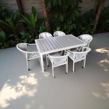 European Popular Rattan Rope Garden Patio Furniture Out Door Furniture Table and Chairs Outdoor Dining Set