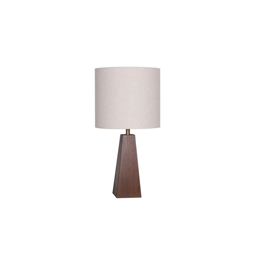 Vividitto - Maximus Walnut Triangle Base - White Fabric Shade