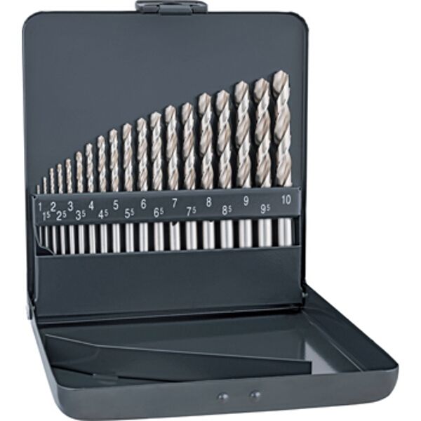 Cobalt Drill Bit Set 19 Piece 1-10 X 0.5Mm In Metal Case