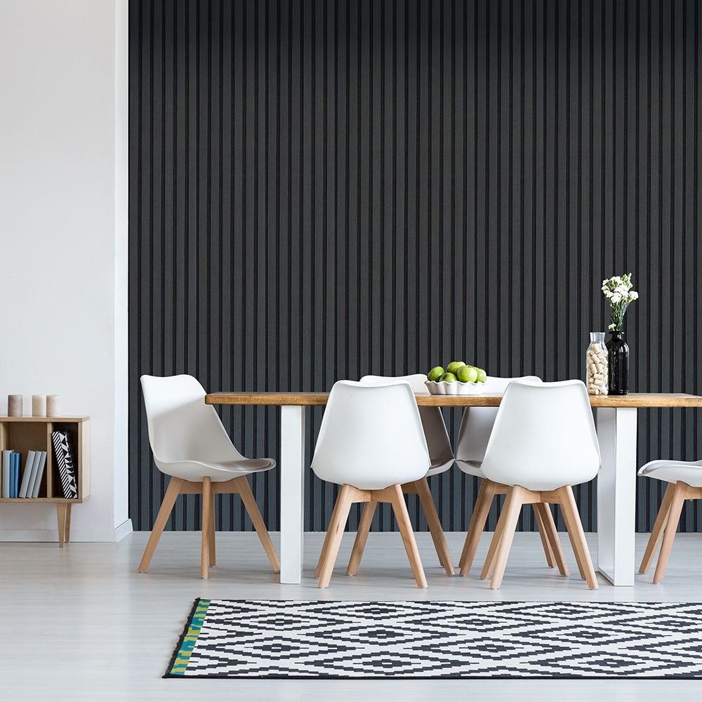 Acoustic Slatted Wall Panel 600 2400mm Black Wood