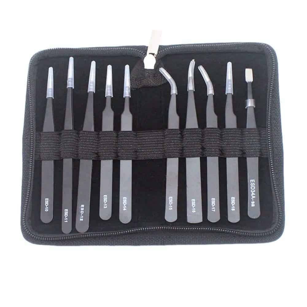 Killer Deals 10-Piece Stainless Steel Anti-Static/Corrosion Precision Tweezer Set