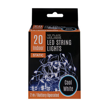 LED String Lights - Static - Cool White - 20 Lights - 2m - 6 Pack