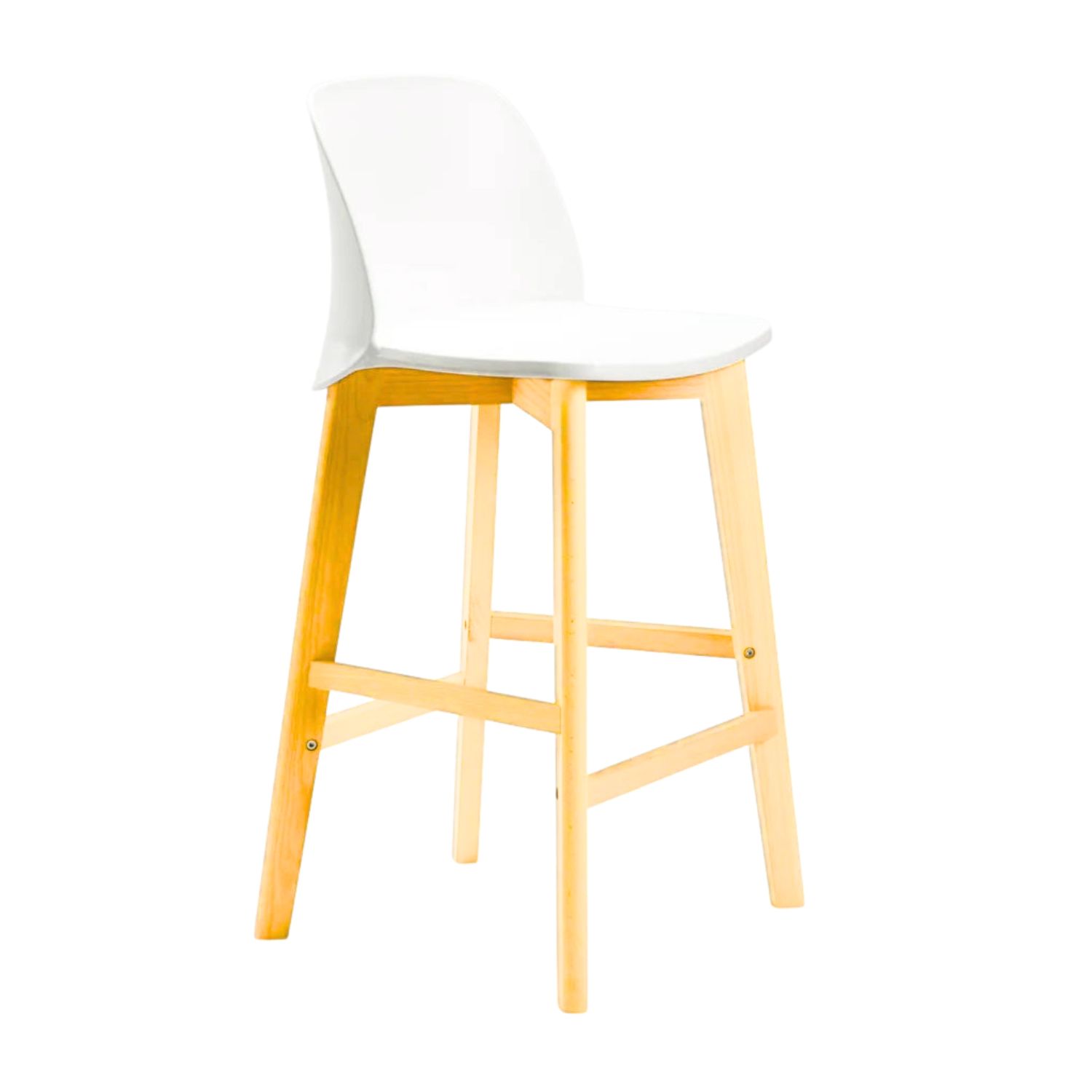 Modern Wooden Leg Kitchen Stool - White