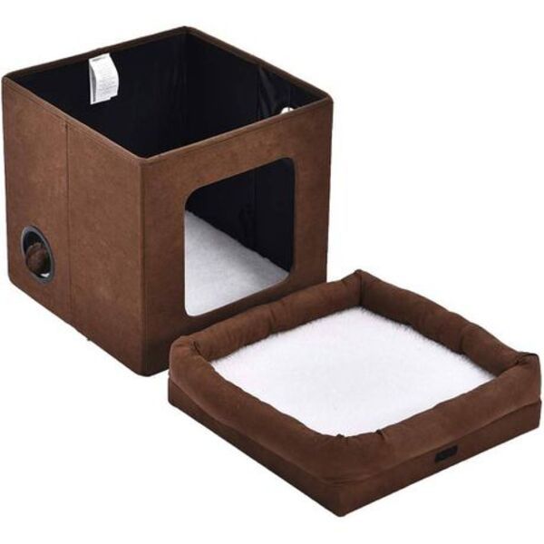 Collapsible Cat House – Soft Suede with Sherpa Top, Cozy Shelter