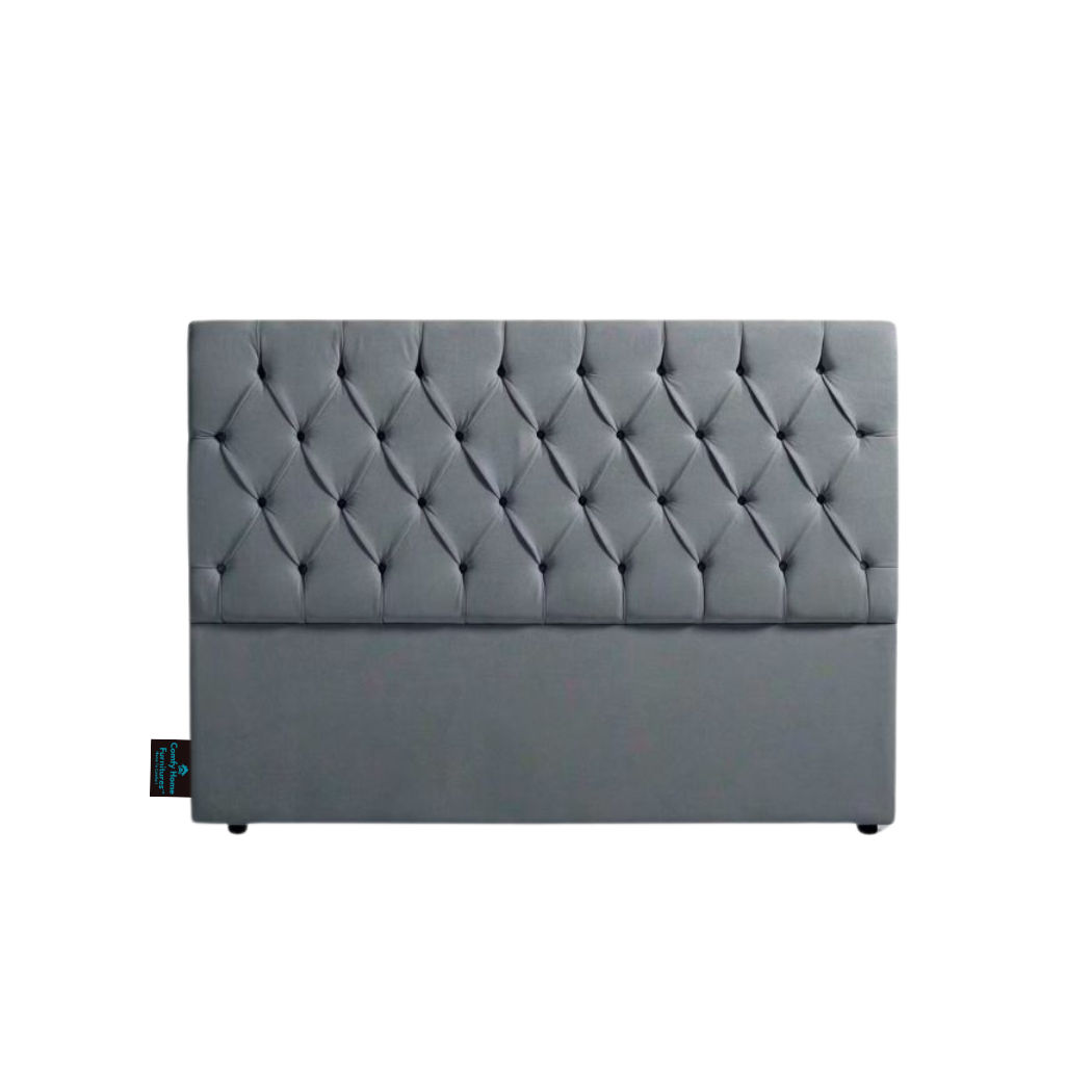 Alia Deep Buttoned Headboboard- Dark Grey - Three Quarter