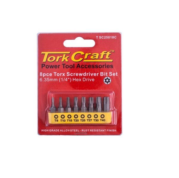 Tork Craft - S/D Torx Tamp.Res. Bit Set 8Piece - 5 Pack