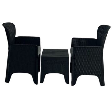3-Piece Outdoor Patio Furniture Set – Rattan-Style Table and Armchairs
