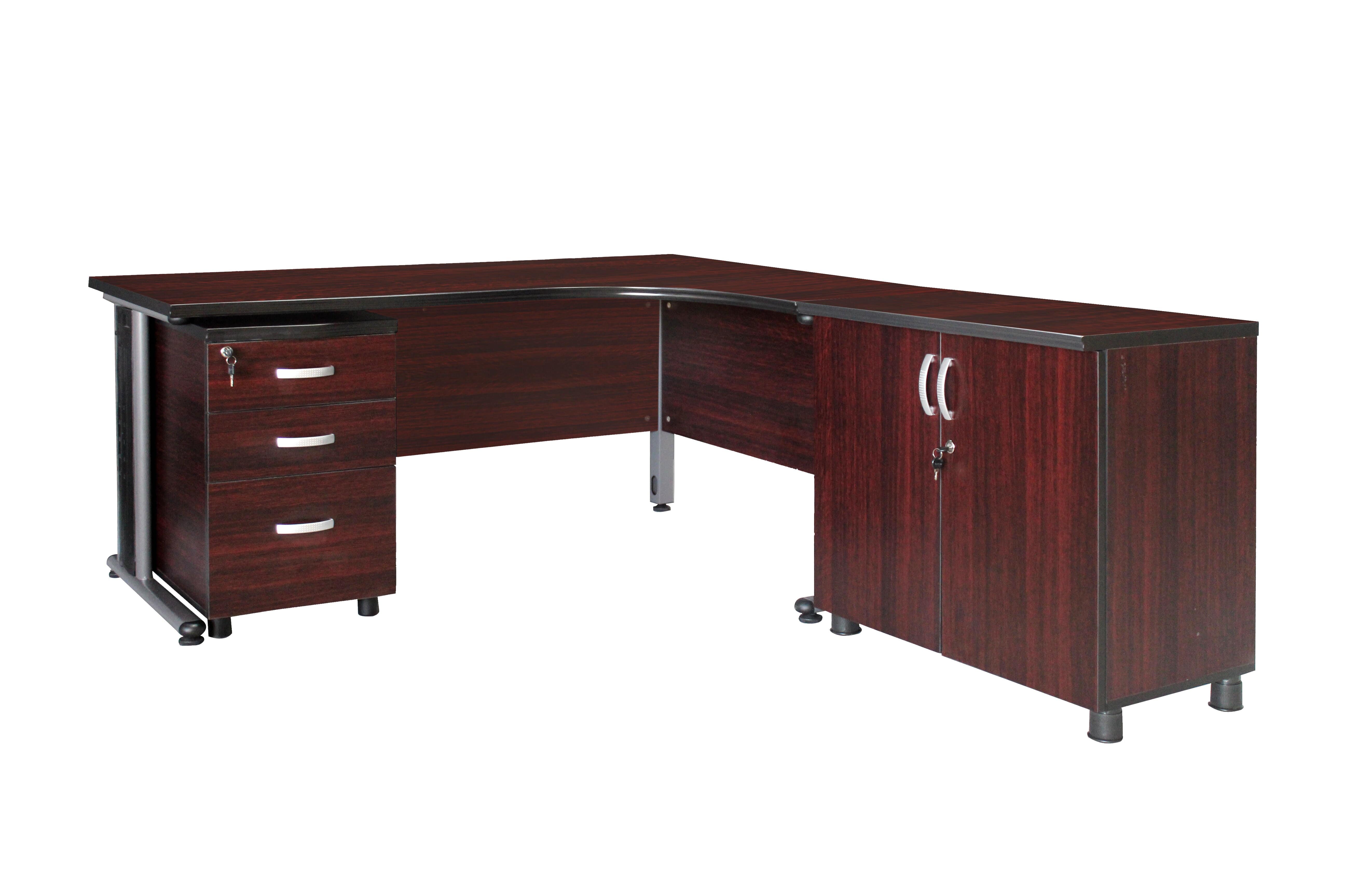 MaqelepoFurn - Multi Pedestal Cluster Desk With A Mahogany Finish
