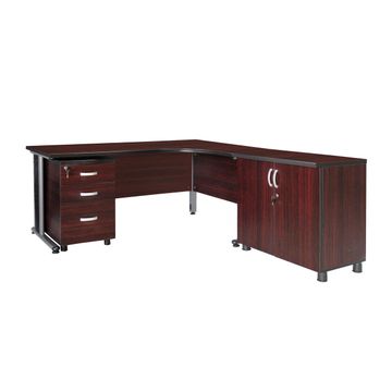 MaqelepoFurn - Multi Pedestal Cluster Desk With A Mahogany Finish