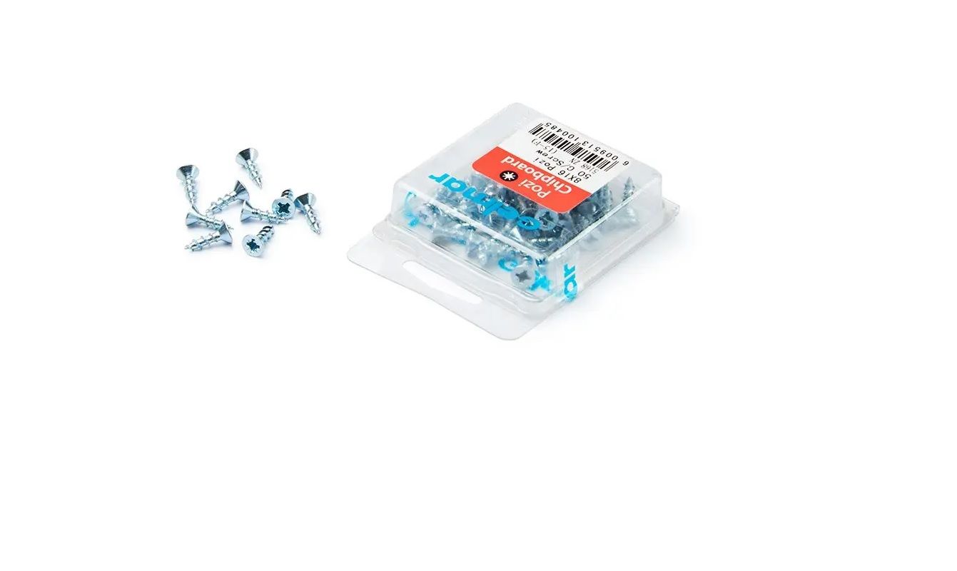 Chipboard Screws,Pozi, No.8, 4mm x 16mm, 50 Pieces (4 pack) BY WOODLY