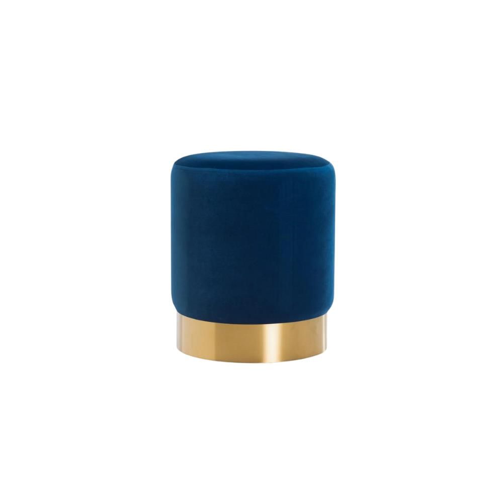 Neptune Velvet Ottoman - Navy
