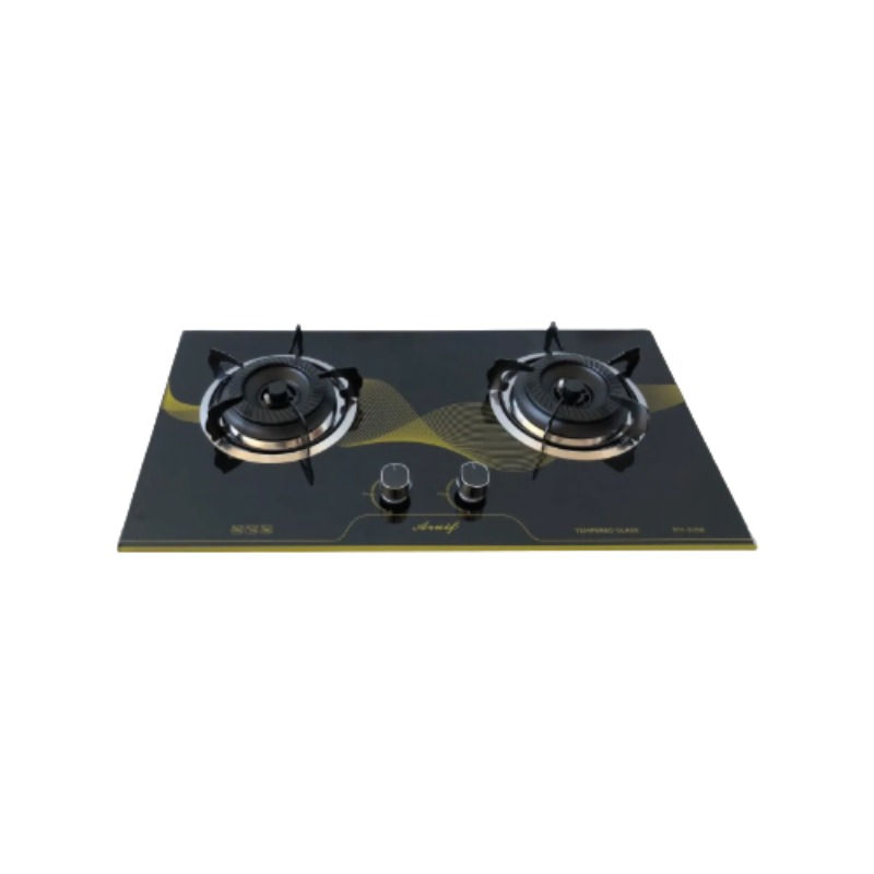 2-Burner Tempered Glass Panel Gas Stove with Auto-Ignition