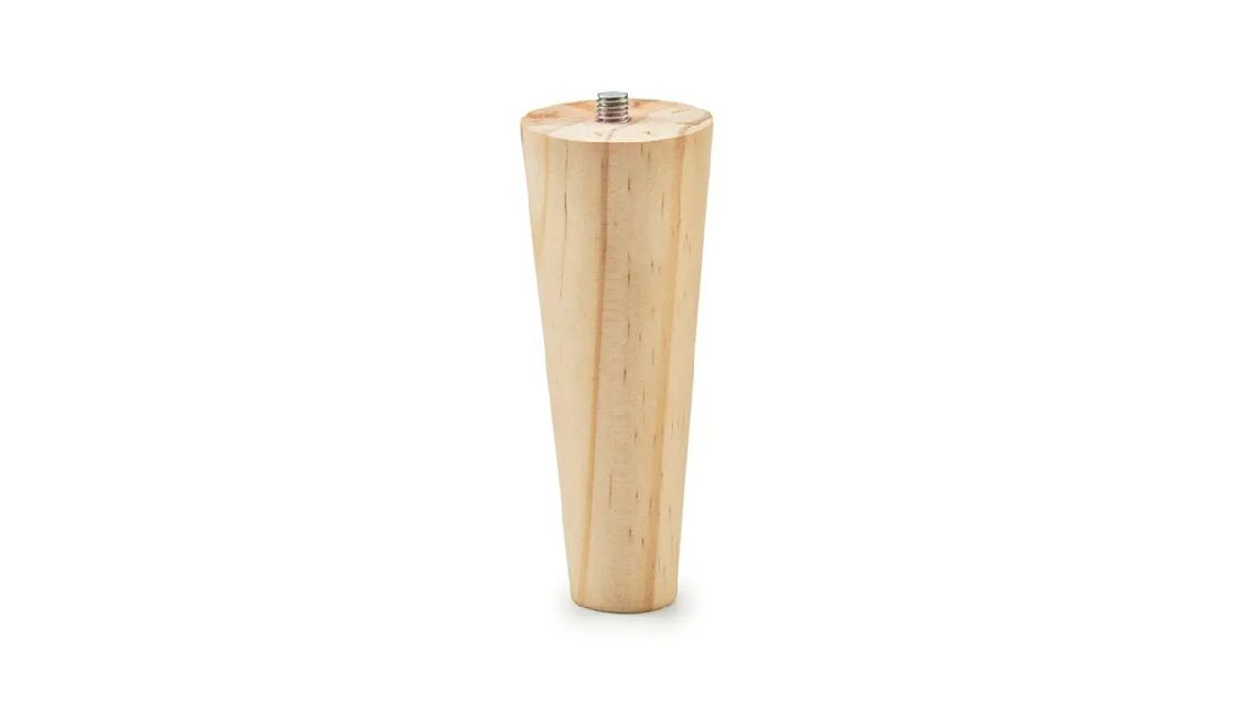 Cone Leg with M8 Bolt, H120mm x 45mm x 25mm, Raw Pine (4 Pack) BY WOODLY